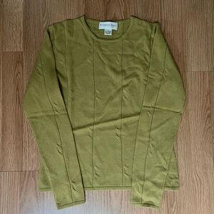 Olive Green Cashmere Long Sleeve Sweater